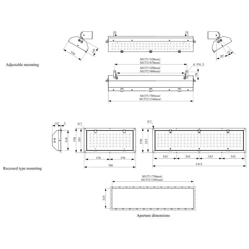 M1371、M1372 Industrial LED linear light fittings