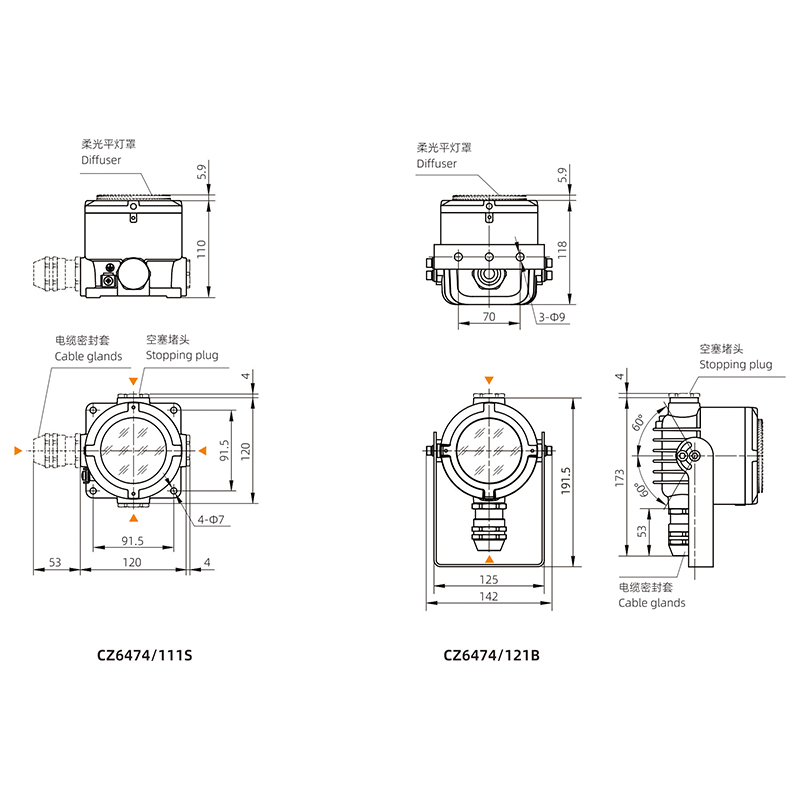 CZ6474/1□□□ LED LED Explosion-proof light fittings（Flat light, Bracket light, Recessed light, Wall light）